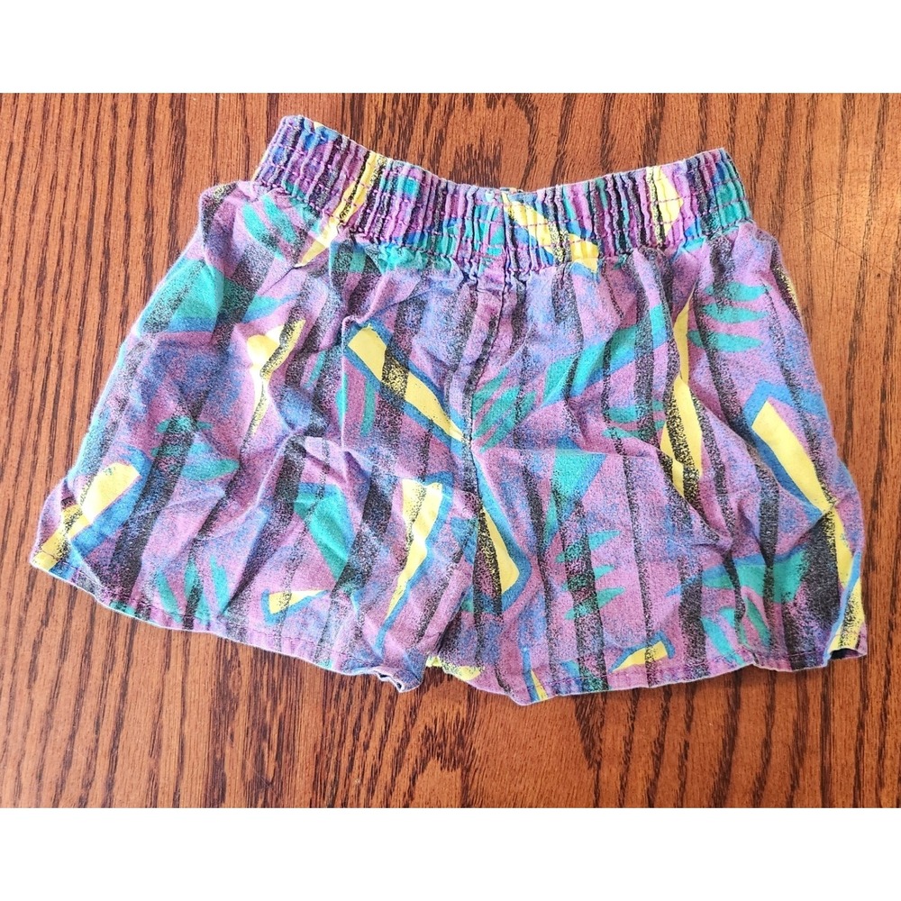 Kids Vintage 90s Shorts Tots Trends‎ Multicolor 18m USA Made Abstract Print